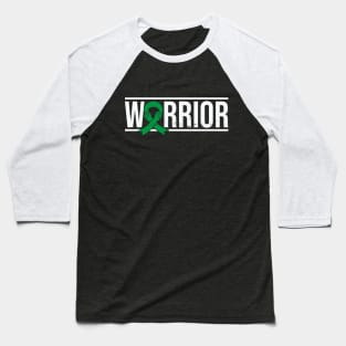 Bipolar Disorder Warrior with Green Awareness Ribbon Baseball T-Shirt